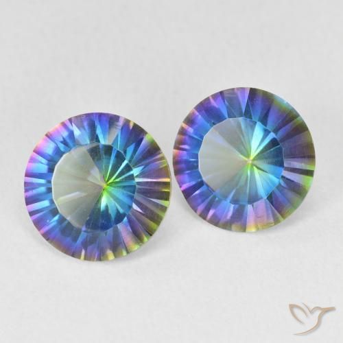 Achetez naturel 3,06ct Bleu multicolore Quartz mystique gems, Coupe roude, En provenance Brésil chez GemSelect. En stock, livraison internationale!