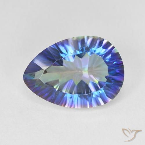 Quartz mystique Multicolore naturelle En forme de poire, 5.26 ct, VVS-VS