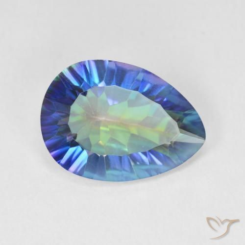 Quartz mystique Multicolore naturelle En forme de poire, 4.36 ct, VVS-VS