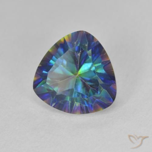 Quartz mystique Bleu multicolore naturelle Trillion, 3.50 ct, VS