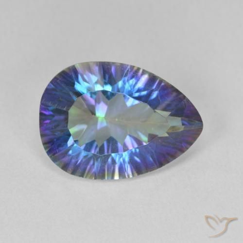 Quartz mystique Bleu multicolore naturelle En forme de poire, 4.82 ct, VS