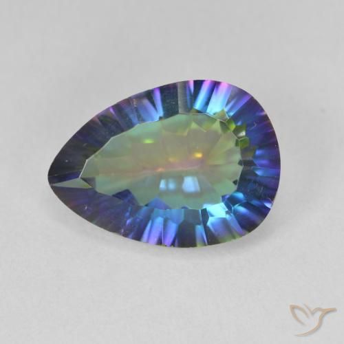 4.85ct Naturel Bleu multicolore Quartz mystique, En forme de poire, VS