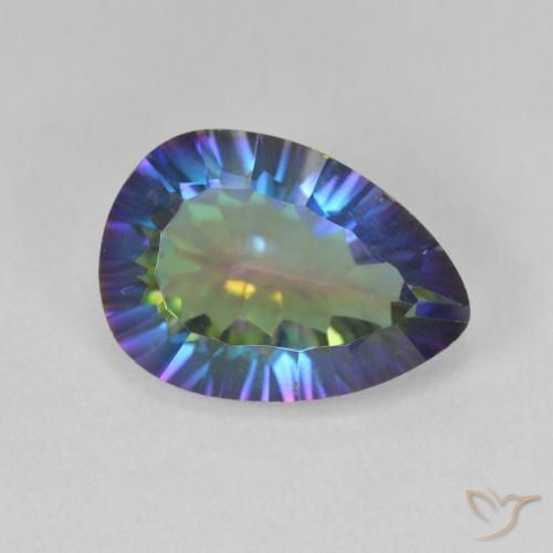 Quartz mystique Bleu multicolore naturelle En forme de poire, 4.85 ct, VS