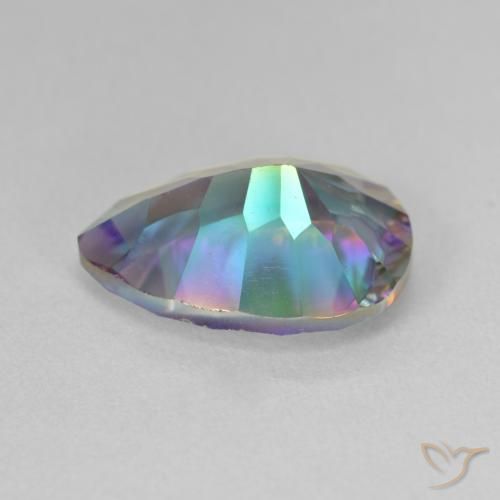 Quartz mystique Bleu multicolore naturelle En forme de poire, 4.85 ct, VS