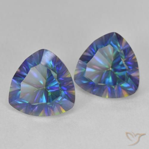 Shop natural 5.14ct Bleu multicolore Quartz mystique gems, Trillion, from Brésil at GemSelect. In stock, global shipping!
