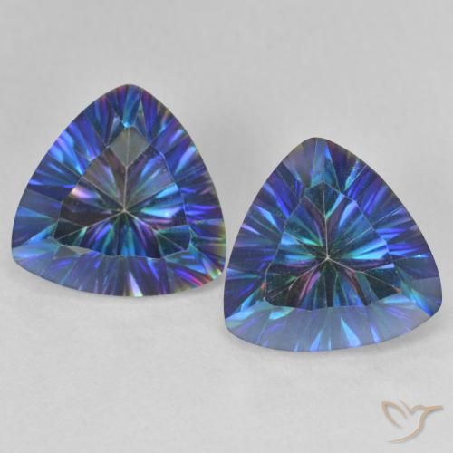 6.07ctw Naturel Bleu multicolore Quartz mystique, Trillion, VVS-VS