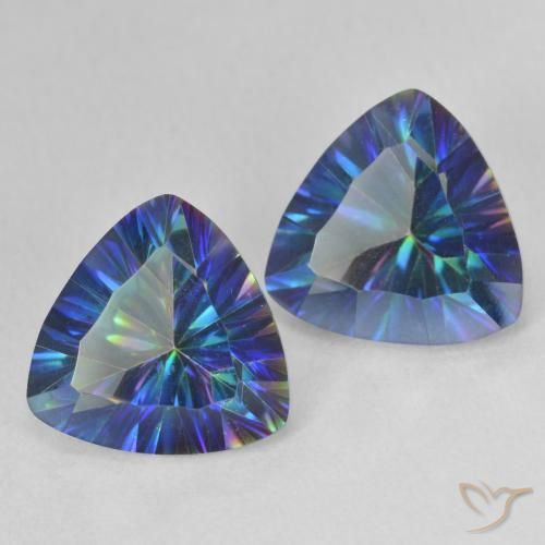 Shop natural 6.07ct Bleu multicolore Quartz mystique gems, Trillion, from Brésil at GemSelect. In stock, global shipping!