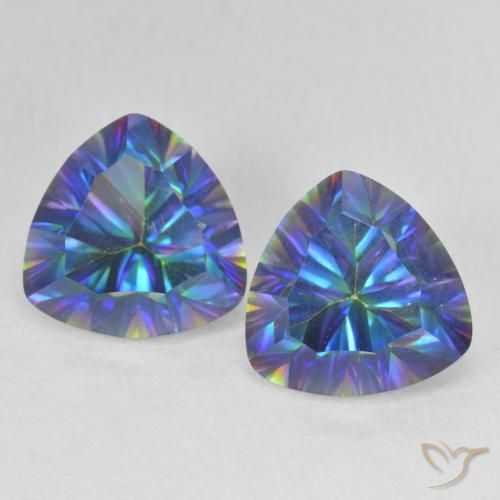5.19ctw Naturel Bleu multicolore Quartz mystique, Trillion, VVS-VS
