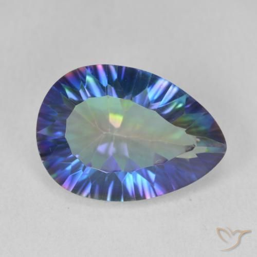Quartz mystique Bleu multicolore naturelle En forme de poire, 4.89 ct, VVS-VS