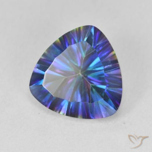Quartz mystique Bleu multicolore naturelle Trillion, 3.10 ct, VVS-VS