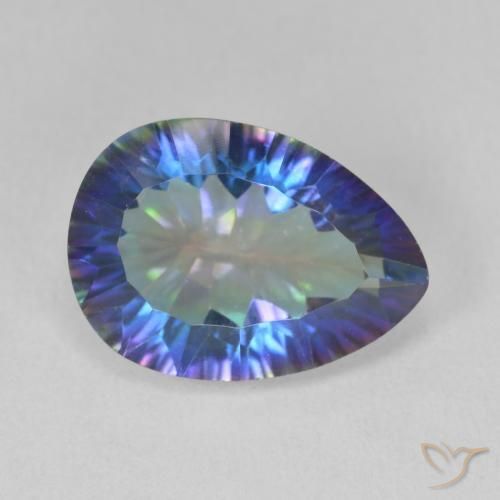 Quartz mystique Bleu multicolore naturelle En forme de poire, 5.32 ct, VVS-VS