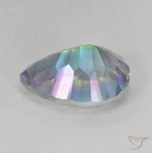 Quartz mystique Bleu multicolore naturelle En forme de poire, 6.28 ct, VVS-VS