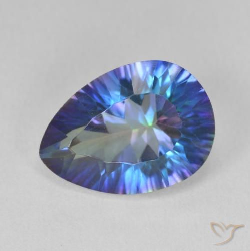 5.37ct Naturel Bleu multicolore Quartz mystique, En forme de poire, VVS-VS