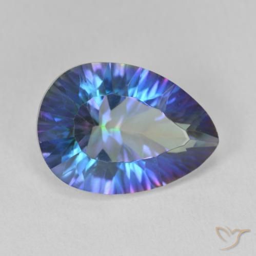 Quartz mystique Bleu multicolore naturelle En forme de poire, 5.37 ct, VVS-VS