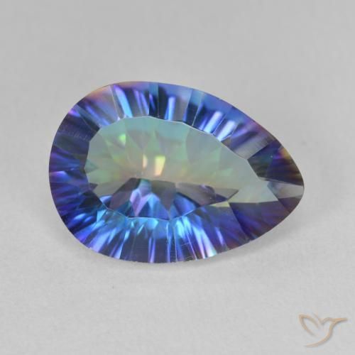 Quartz mystique Bleu multicolore naturelle En forme de poire, 4.96 ct, VVS-VS