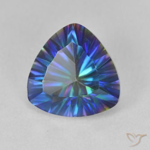 Quartz mystique Bleu multicolore naturelle Trillion, 2.97 ct, VVS-VS