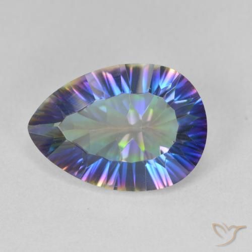 Quartz mystique Bleu multicolore naturelle En forme de poire, 4.73 ct, VVS-VS