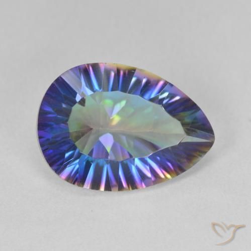 Quartz mystique Bleu multicolore naturelle En forme de poire, 4.73 ct, VVS-VS