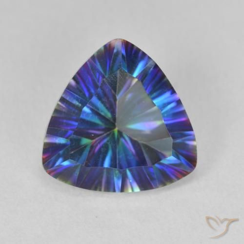 2.97ct Naturel Bleu multicolore Quartz mystique, Trillion, VVS-VS