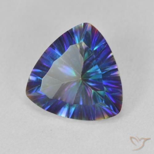 Quartz mystique Bleu multicolore naturelle Trillion, 2.97 ct, VVS-VS
