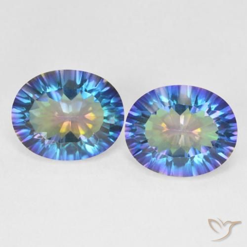 Achetez naturel 6,32ct multicolore quartz mystique gems, coupe ovale, en provenance brésil chez gemselect. en stock, livraison internationale!