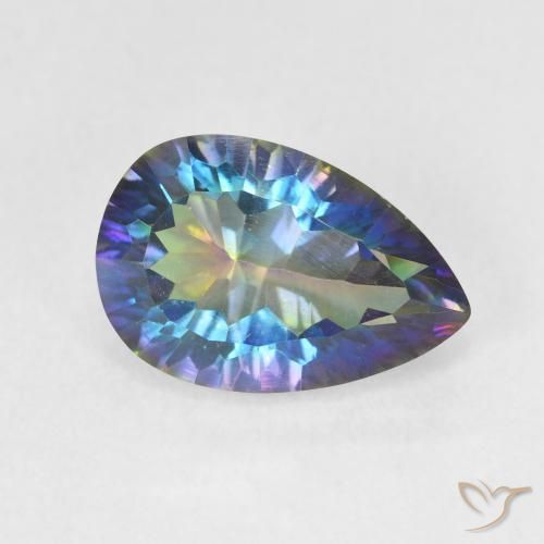 Quartz mystique Multicolore naturelle En forme de poire, 3.05 ct, VVS-VS