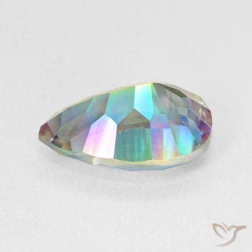 Quartz mystique Multicolore naturelle En forme de poire, 3.05 ct, VVS-VS