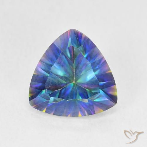2.22ct Naturel Bleu multicolore Quartz mystique, Trillion, VS