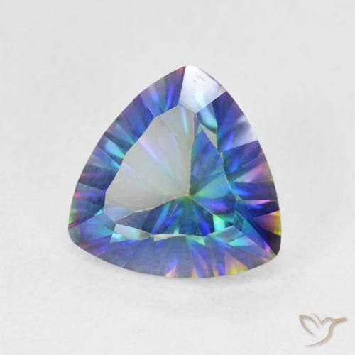 Quartz mystique Bleu multicolore naturelle Trillion, 2.22 ct, VS