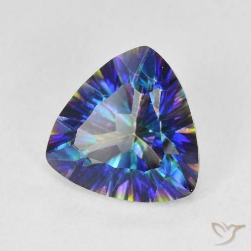 Quartz mystique Bleu multicolore naturelle Trillion, 3.01 ct, VS