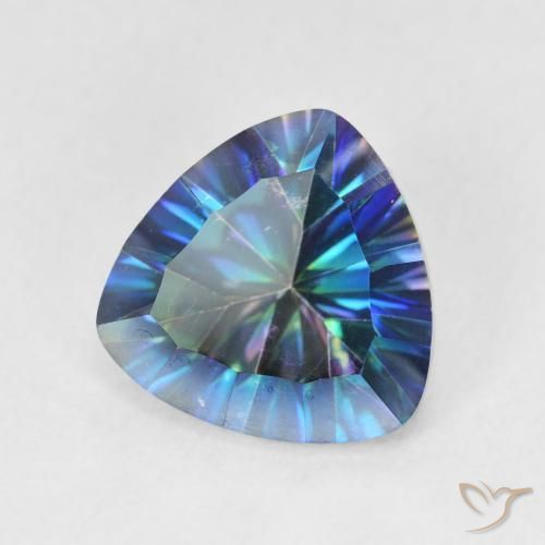 Quartz mystique Bleu multicolore naturelle Trillion, 2.85 ct, VS