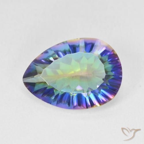 4.68ct Naturel Bleu multicolore Quartz mystique, En forme de poire, VS