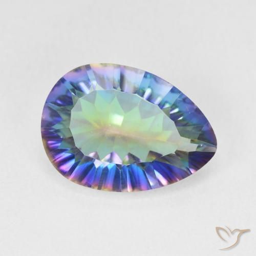 Quartz mystique Bleu multicolore naturelle En forme de poire, 4.68 ct, VS
