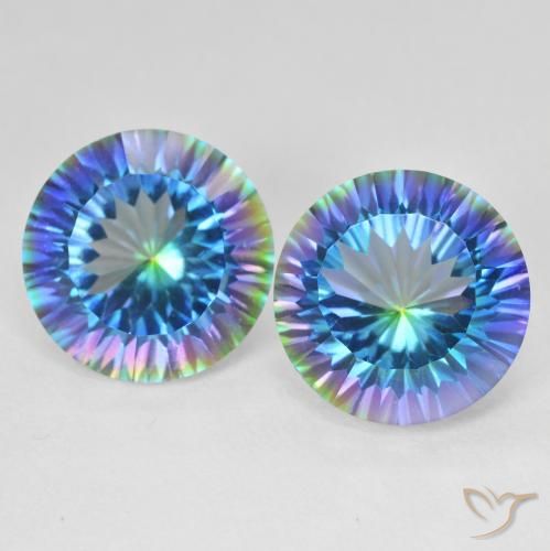 11.92ctw Naturel Bleu multicolore Quartz mystique, Tour, VS