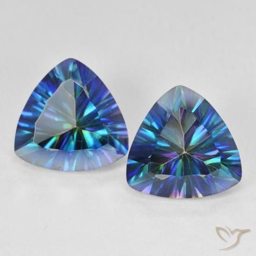 5.94ctw Naturel Bleu multicolore Quartz mystique, Trillion, VS