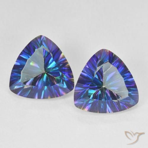 6.10ctw Naturel Bleu multicolore Quartz mystique, Trillion, VS