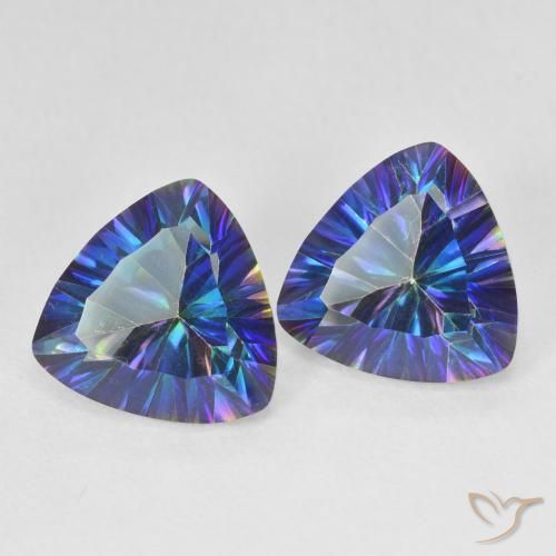 Shop natural 6.10ct Bleu multicolore Quartz mystique gems, Trillion, from Brésil at GemSelect. In stock, global shipping!
