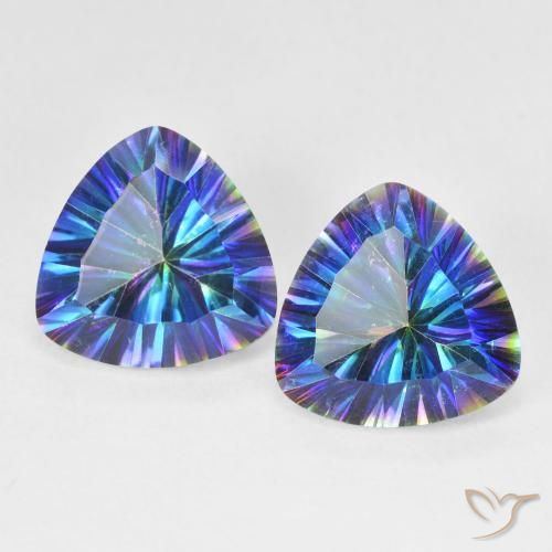 5.94ctw Naturel Bleu multicolore Quartz mystique, Trillion, VS