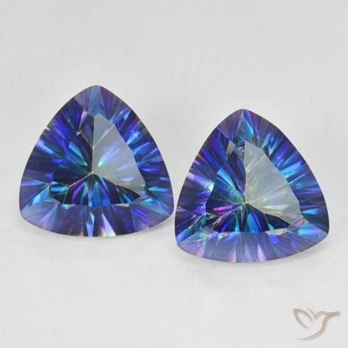 6.11ctw Naturel Bleu multicolore Quartz mystique, Trillion, VS