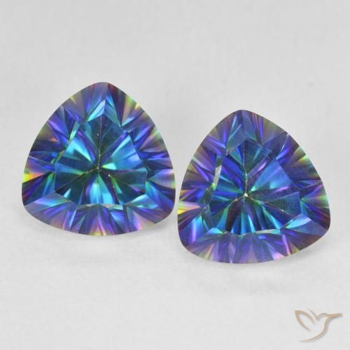 5.24ctw Naturel Bleu multicolore Quartz mystique, Trillion, VS