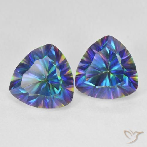 Shop natural 5.24ct Bleu multicolore Quartz mystique gems, Trillion, from Brésil at GemSelect. In stock, global shipping!