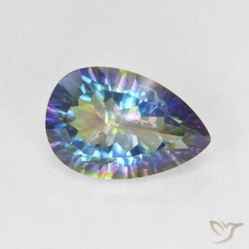 Quartz mystique Bleu multicolore naturelle En forme de poire, 3.17 ct, VS