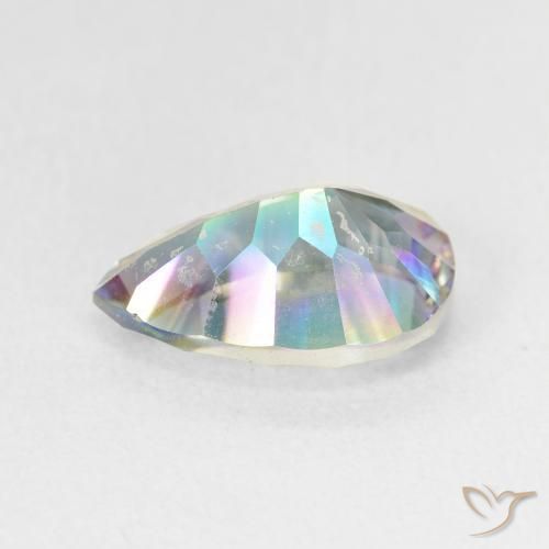 Quartz mystique Bleu multicolore naturelle En forme de poire, 3.17 ct, VS
