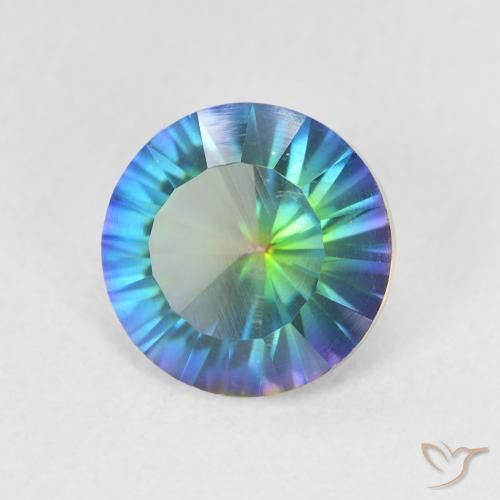 Quartz mystique multicolore naturelle coupe roude, 1,42 ct, VS