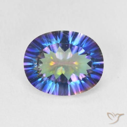 Quartz mystique multicolore naturelle coupe ovale, 3,26 ct, VS
