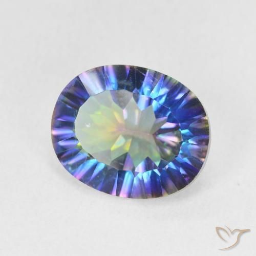 Quartz mystique multicolore naturelle coupe ovale, 3,26 ct, VS