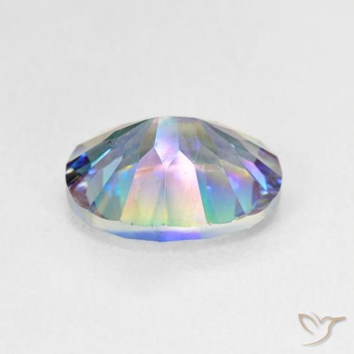 Quartz mystique multicolore naturelle coupe ovale, 3,26 ct, VS