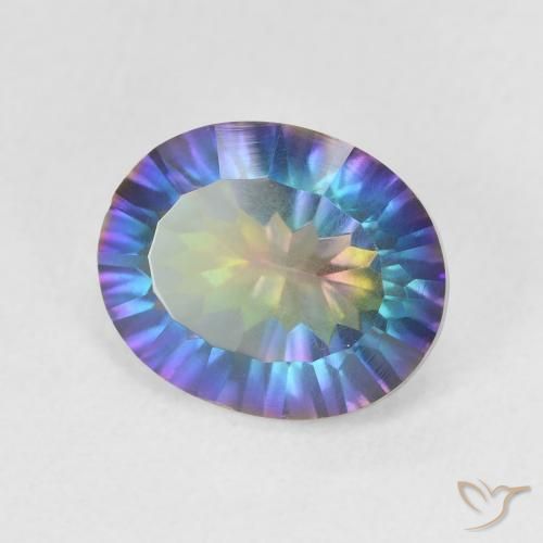 Quartz mystique Bleu multicolore naturelle ovale, 3.21 ct, VS