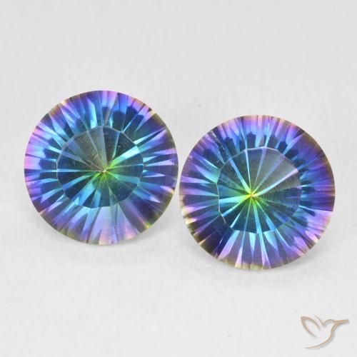 3.24ctw Naturel Bleu multicolore Quartz mystique, Tour, VVS-VS