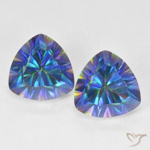 5.35ctw Naturel Bleu multicolore Quartz mystique, Trillion, VVS-VS